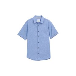 Tom Tailor Regular Fit Kurzarmhemd mit Leinenanteil - blau (37199)