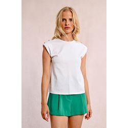 Molly Bracken T-Shirt mit Schulterpolstern - weiß (BLANC)
