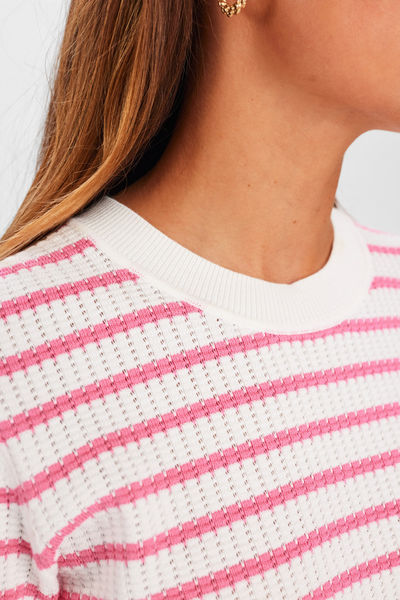 Nümph Pullover - Nunicole GOTS  - pink/weiß (2715)