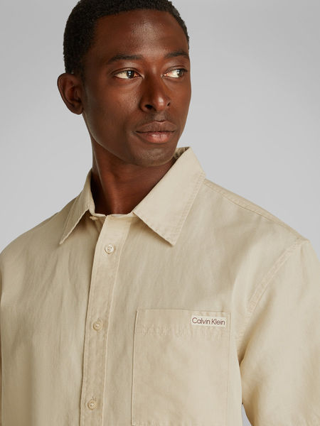 Calvin Klein Kurzarmhemd aus Leinen-Baumwolle - beige (PF0)