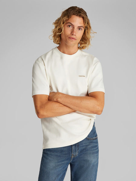 Calvin Klein T-Shirt aus Baumwollstretch mit Badge - weiß (YAS)