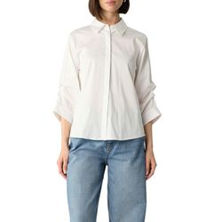 comma Elegante 3/4-Arm-Bluse aus leichtem Baumwollmix - weiß (0100)