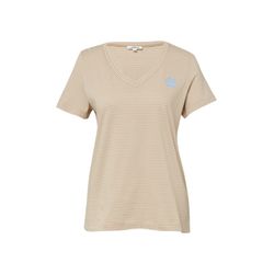s.Oliver Red Label V-neck T-shirt with print detail - brown/white (84G4)