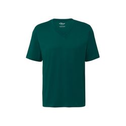 s.Oliver Red Label Cotton V-neck T-shirt with logo - green (7953)