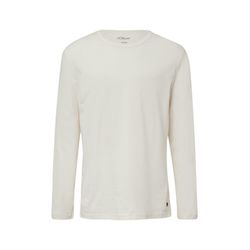 s.Oliver Red Label Longsleeve mit Crew Neck und Label-Patch - weiß (9000)