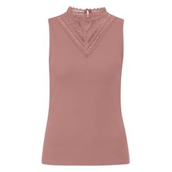 Q/S designed by Ribbed top with lace insert - pink (4418)