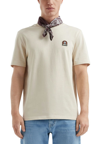 Q/S designed by T-Shirt aus schwerer Jerseyware mit gesticktem Patch - beige (8160)