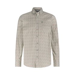 State of Art Popeline-Hemd mit Allover-Druck - grün/weiß/orange (1436)