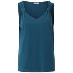 Street One Silk-Look Top mit Knoten - blau/grün (16857)