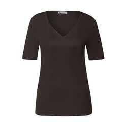 Street One T-shirt with heart neckline - brown (16866)
