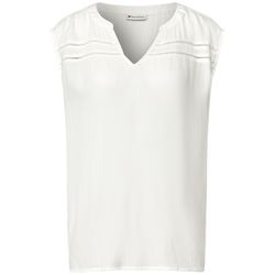 Street One Crinkle blouse top with tape - white (10108)
