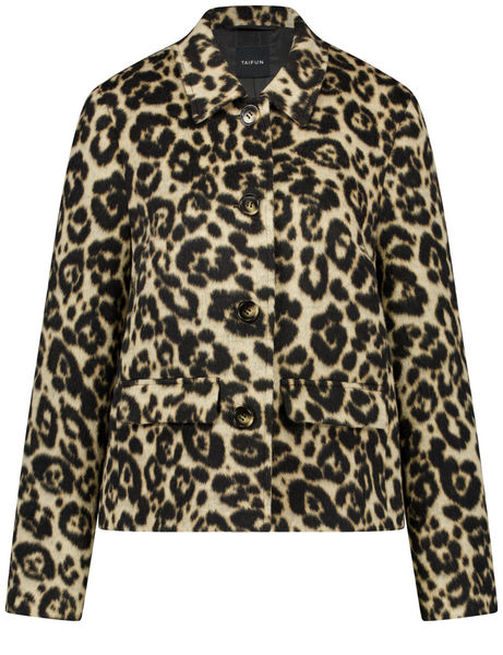 Taifun Jacke mit Leoprint - schwarz (01102)