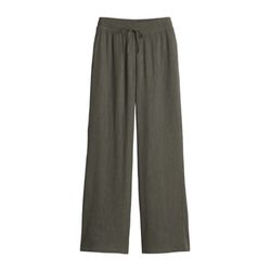 Opus Wide leg with flexible comfort waistband - Marou crinkle - green (30034)