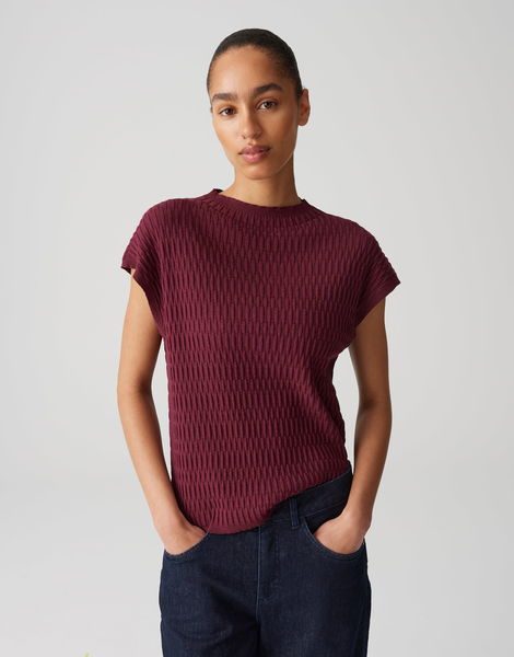 Opus Slim Strickshirt - Puctur - rot (40036)