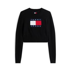 Tommy Jeans Tommy Flag slim fit jumper with sequins - black (BDS)
