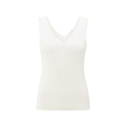 Yaya Fine rib knitted tank top with V-neckline - white (99691)
