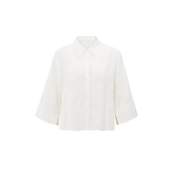 Yaya Cropped airy blouse with woven-in details - white (99969)
