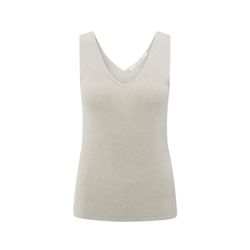 Yaya Fine rib knitted tank top with V-neckline - beige (99951)