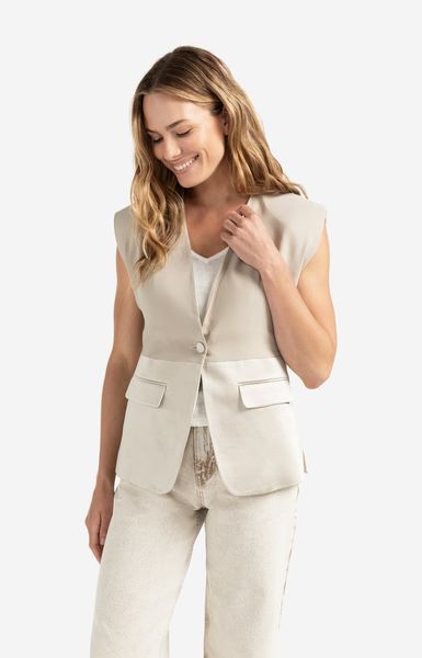 Yaya Ärmelloser Blazer mit Satin-Details - beige (44501)