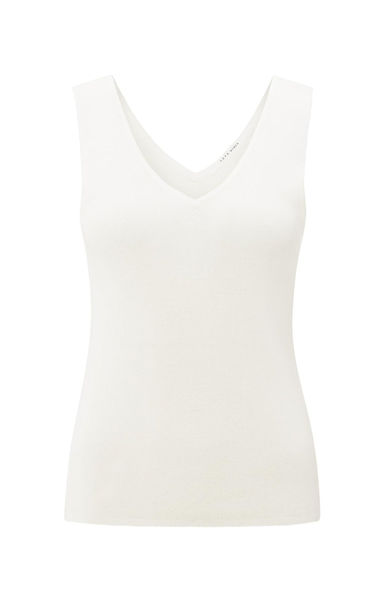 Yaya Feinripp-Strick-Tanktop mit V-Ausschnitt - weiß (99691)