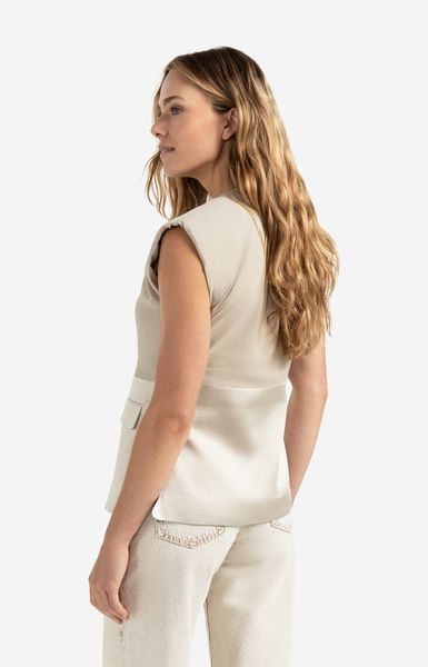 Yaya Ärmelloser Blazer mit Satin-Details - beige (44501)