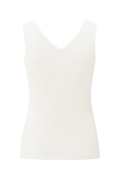Yaya Feinripp-Strick-Tanktop mit V-Ausschnitt - weiß (99691)