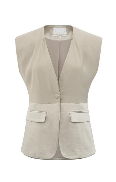 Yaya Ärmelloser Blazer mit Satin-Details - beige (44501)