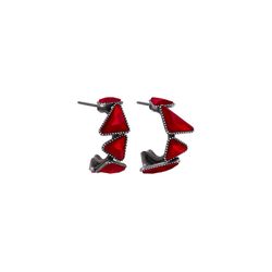 Konplott Boucles d'oreilles créoles - Jumping Angles - rouge/silver (0040)