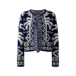 Oui Strickjacke mit Fransen - blau (0571)