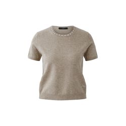 Oui Feinstrickpullover mit dekorativen Ziersteinen  - braun (8151)