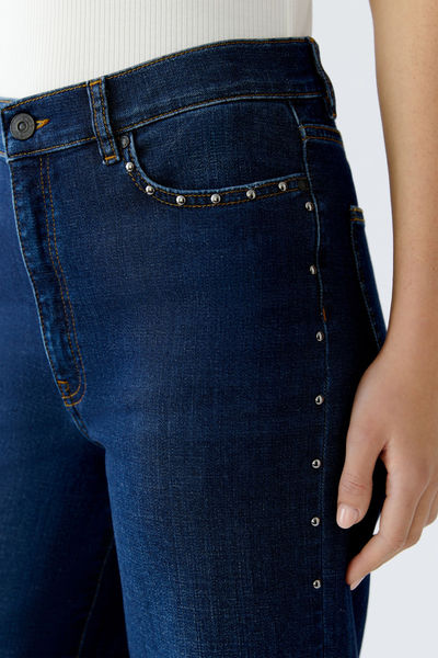 Oui Palazzo Jeans mit weitem Bein und Nieten - blau (5800)