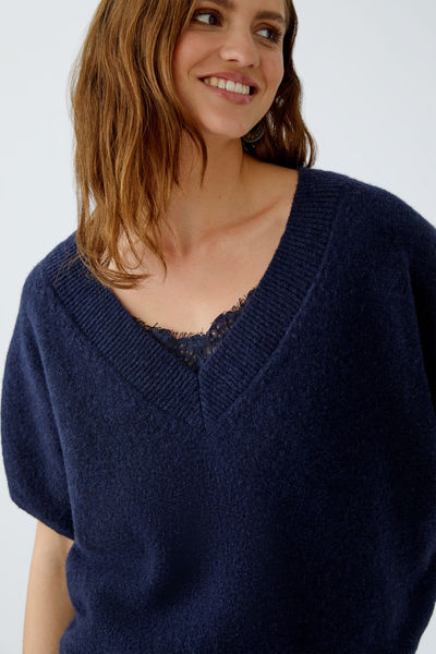 Oui Oversized geschnittener Pullover - blau (5742)