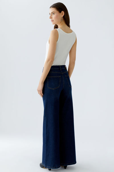 Oui Palazzo Jeans mit weitem Bein und Nieten - blau (5800)
