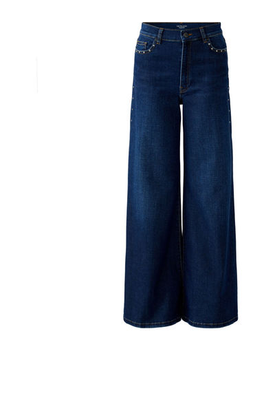 Oui Palazzo Jeans mit weitem Bein und Nieten - blau (5800)
