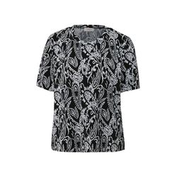 s.Oliver Red Label T-Shirt mit Plisseefalten  - schwarz/weiß (99B2)