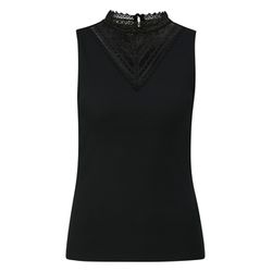 Q/S designed by Ribbed top with lace insert - black (9999)