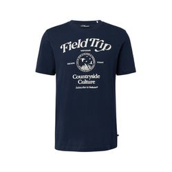 s.Oliver Red Label T-shirt en coton avec imprimé sur le devant - bleu (59D1)