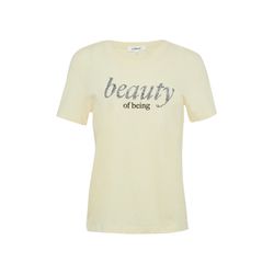 s.Oliver Red Label Jersey T-shirt with lettering print and sequins - yellow (11D0)