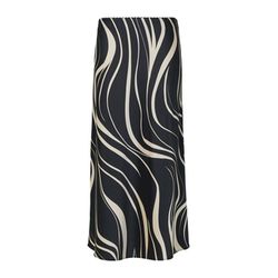 s.Oliver Black Label Satinrock mit Elastikbund und All-over-Print - schwarz (99A3)