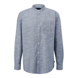 Q/S designed by Hemd aus Flammgarn mit Stehkragen - blau (55G0)