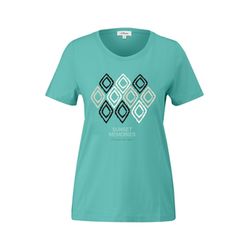 s.Oliver Red Label Jersey-T-Shirt mit Frontprint - cyan/grün (60D1)