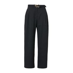 s.Oliver Black Label Finely striped wide-leg trousers with textile belt - black (99G0)