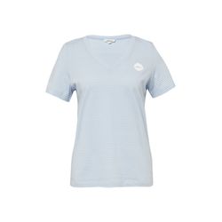 s.Oliver Red Label T-Shirt mit V-Ausschnitt und Print-Detail - blau (50G4)