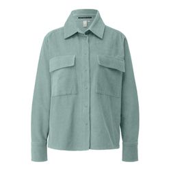 Q/S designed by Corduroy blouse with breast pockets - green/blue (6215)