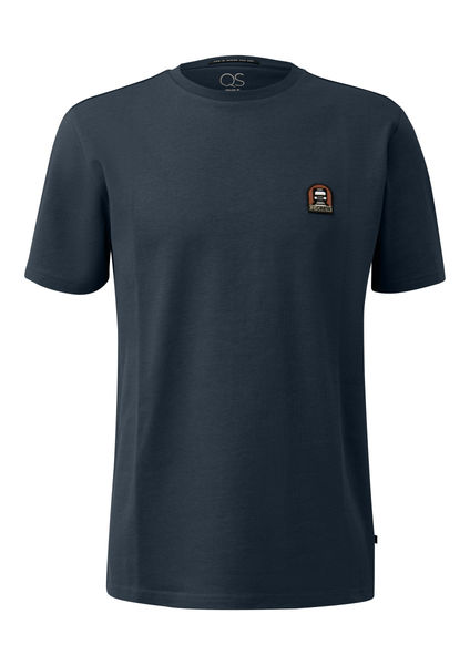 Q/S designed by T-Shirt aus schwerer Jerseyware mit gesticktem Patch - blau (5884)