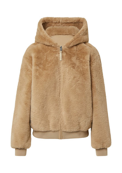 Red Label Reversible faux fur jacket with hood brown