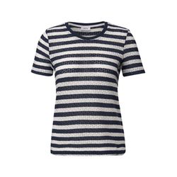 Cecil Gestreiftes Ajour T-Shirt - blau (26715)