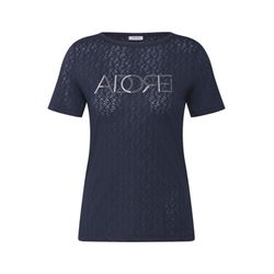 Cecil Ausbrenner-Shirt mit Wording - blau (36831)