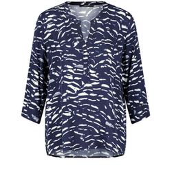 Taifun 3/4 Arm Bluse mit V-Ausschnitt - blau (08922)
