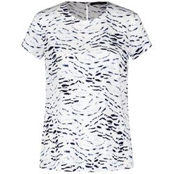 Taifun Bluse Kurzarm - beige/weiß (09702)